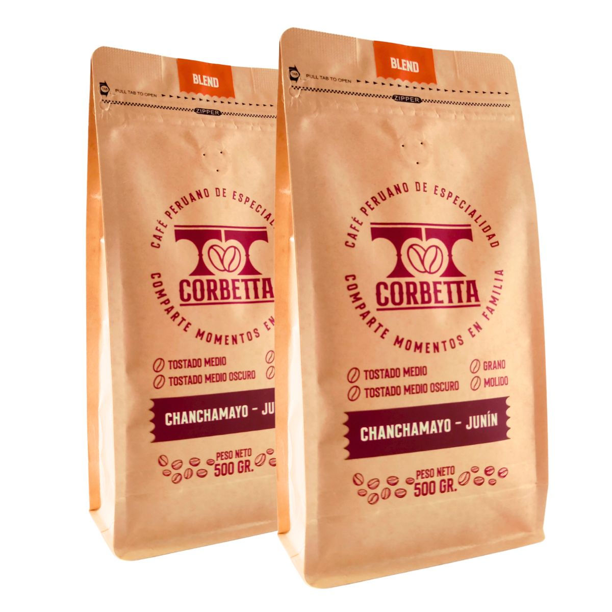 CORBETTA - Café de Especialidad Molido Pack 500 Gr Chanchamayo Blend