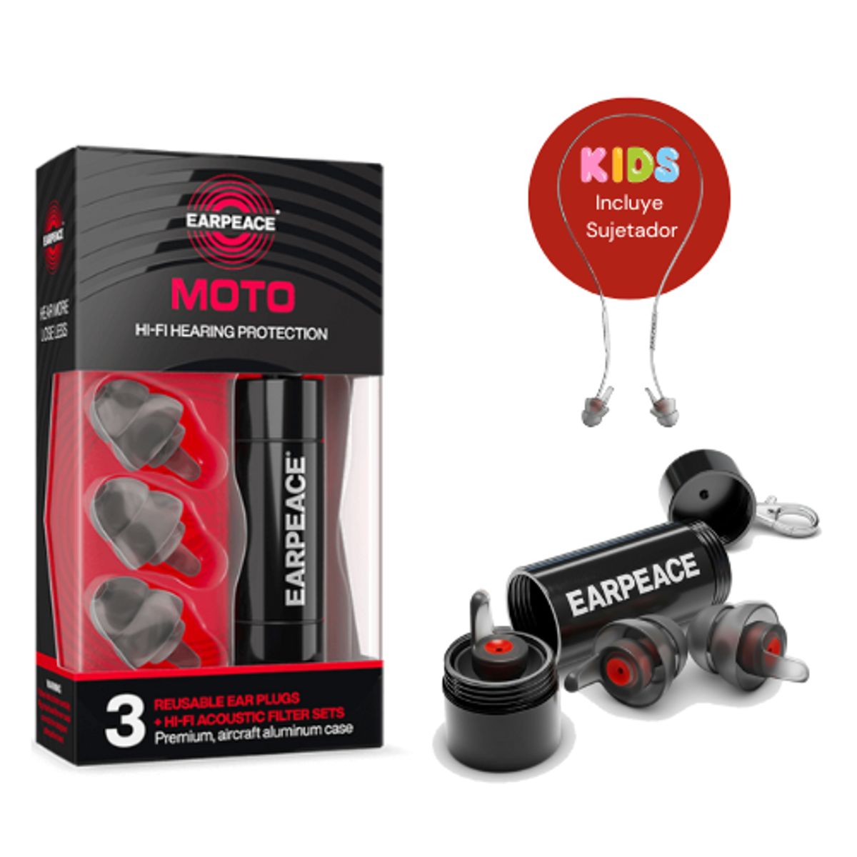 EAR PEACE - Tapones Antiruido Niños de 6-12 Años reducción de 17dB 20dB y 26dB - EARPEACE MT