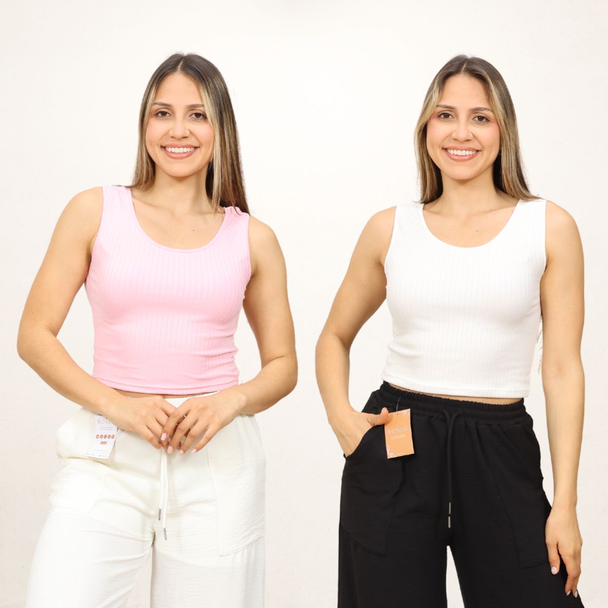 ROSUE - Polos básicos Top RIB Americano Pack x2