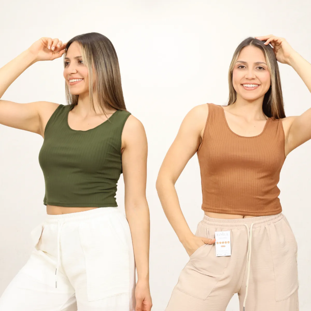 ROSUE - Polos básicos Top RIB Americano Pack x2