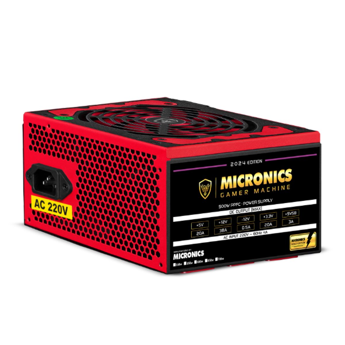 MICRONICS - Fuente de Poder ATX MIC P5000 500W CON CABLE EN CAJA MICRONICS