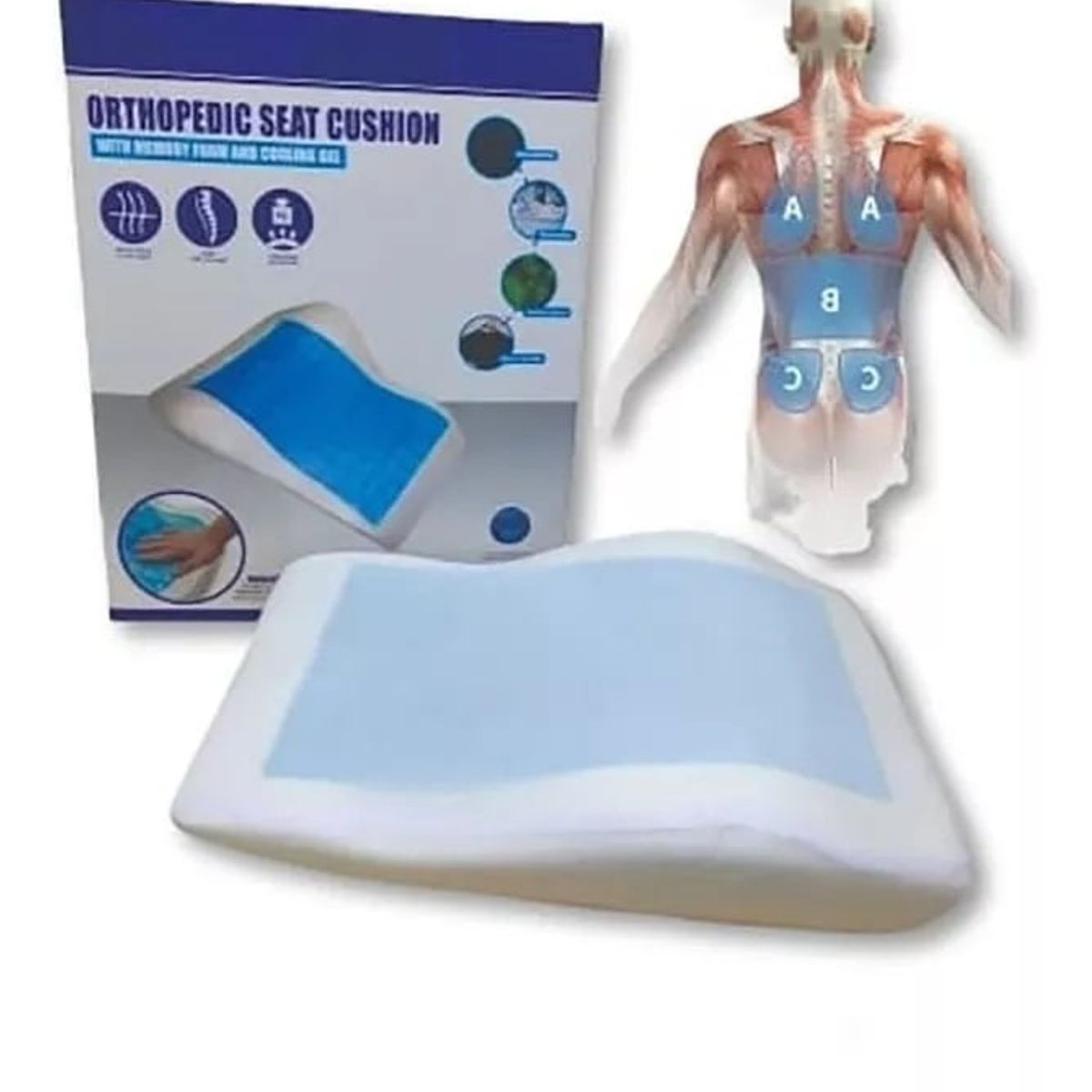 GENERICO - Cojin Espaldar Viscoelastico con Gel y Funda