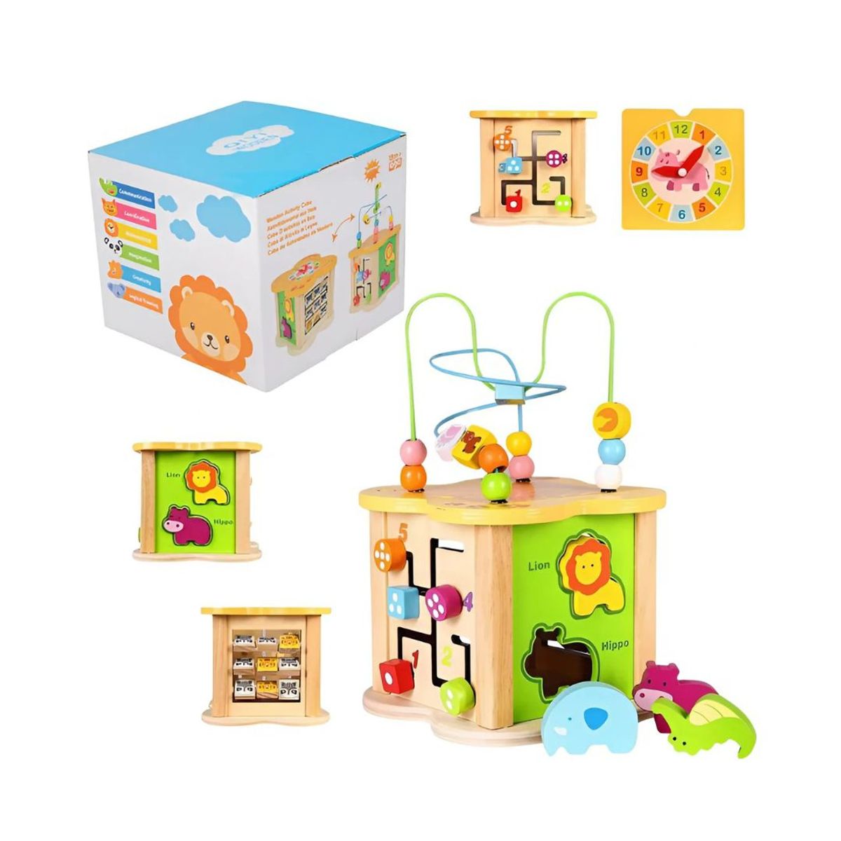 GENERICO - Cubo Montessori con Laberinto Colorido 6en1 para Bebé