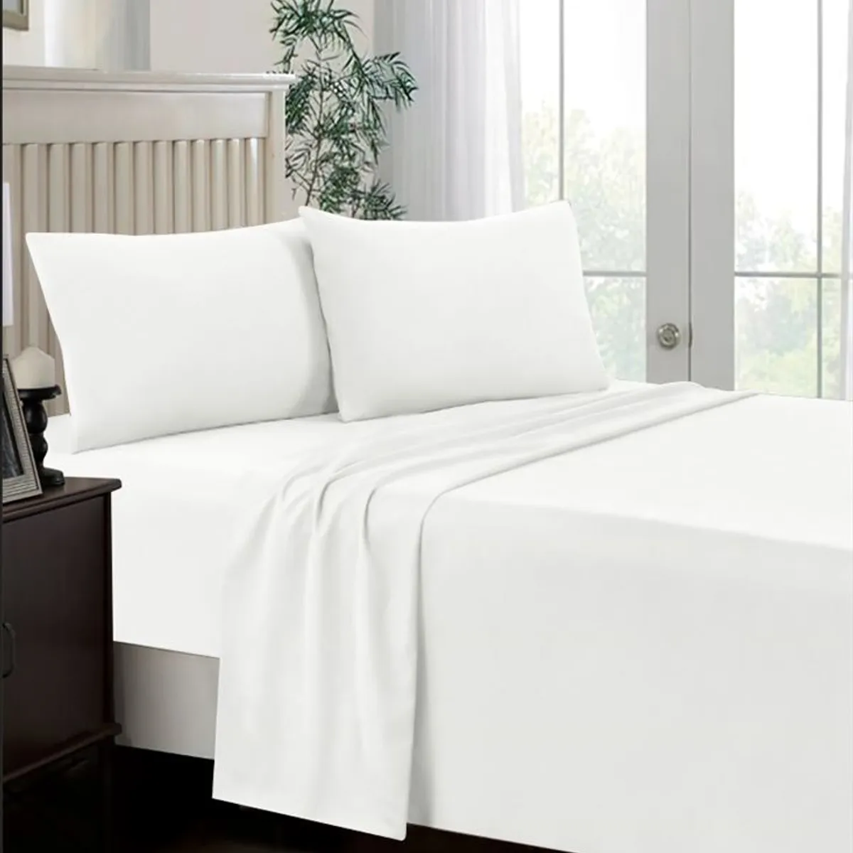 CASATEX - Juego de Sábanas 2 plazas 100% Algodón Blanco