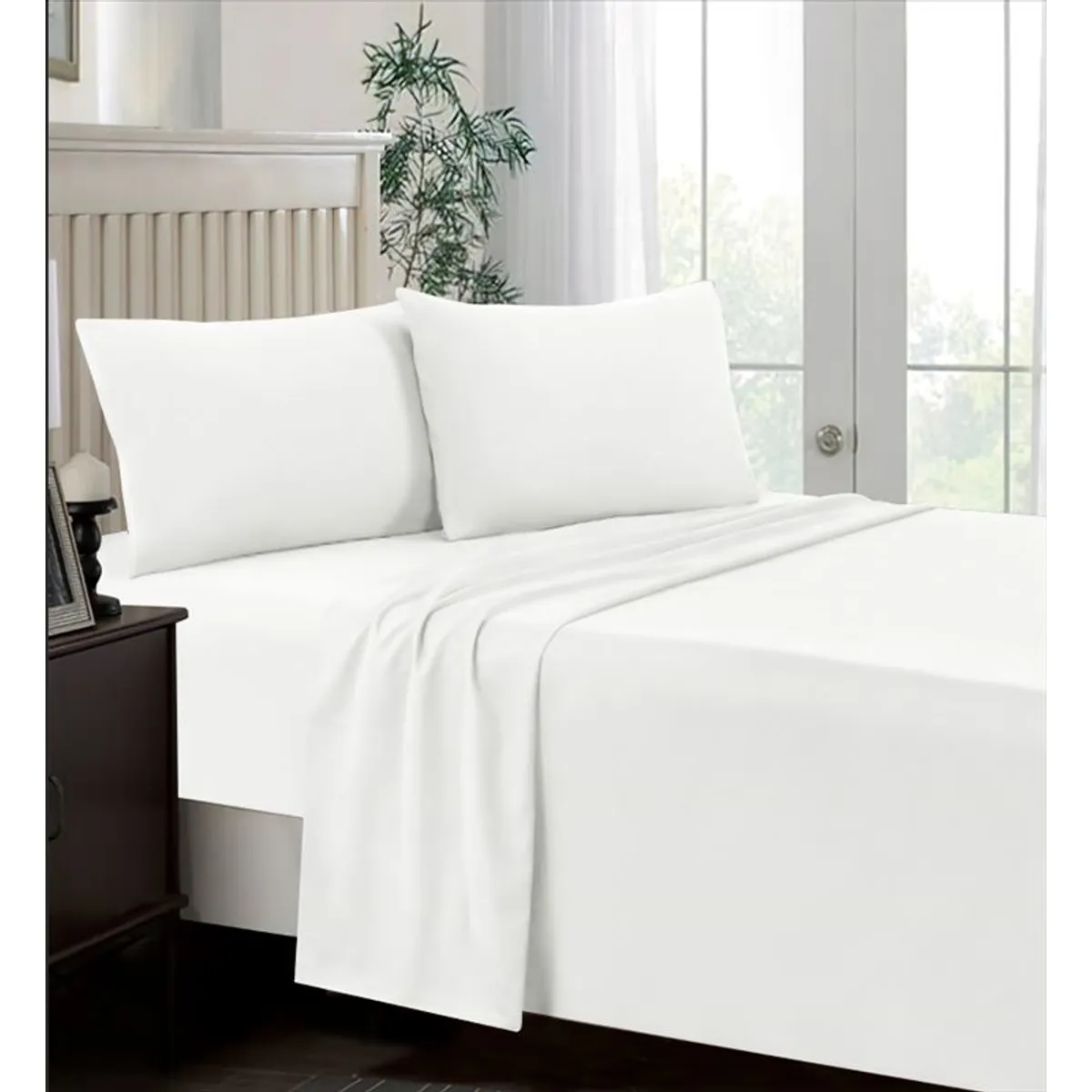 CASATEX - Juego de Sábanas 2 plazas 100% Algodón Blanco