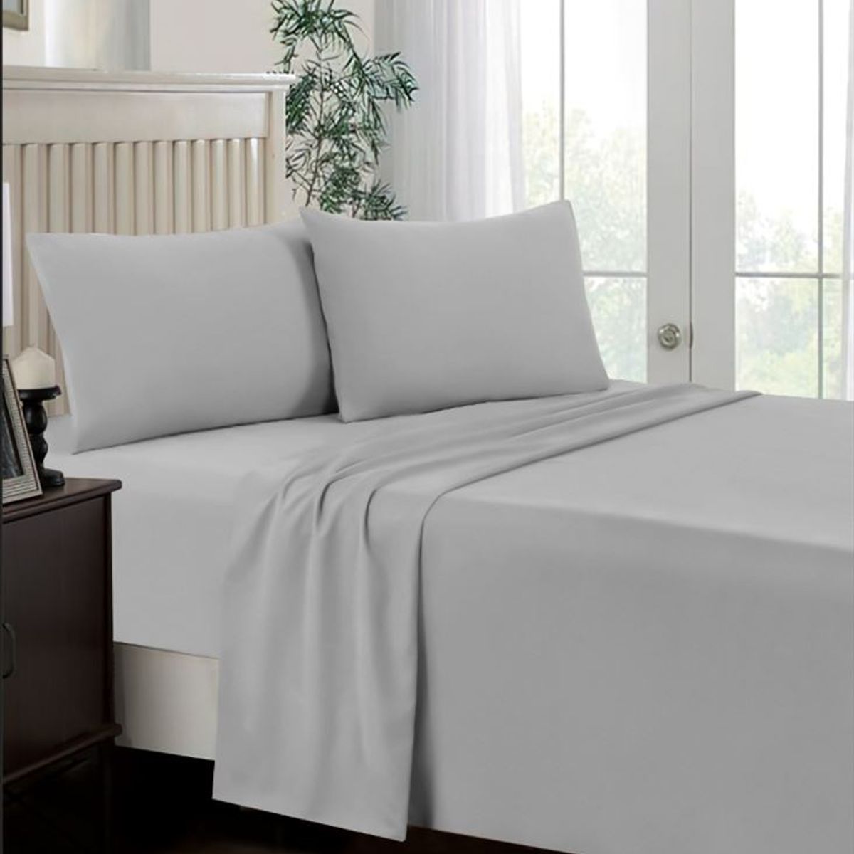 CASATEX - Juego de Sábanas 2 plazas 100% Algodón Gris