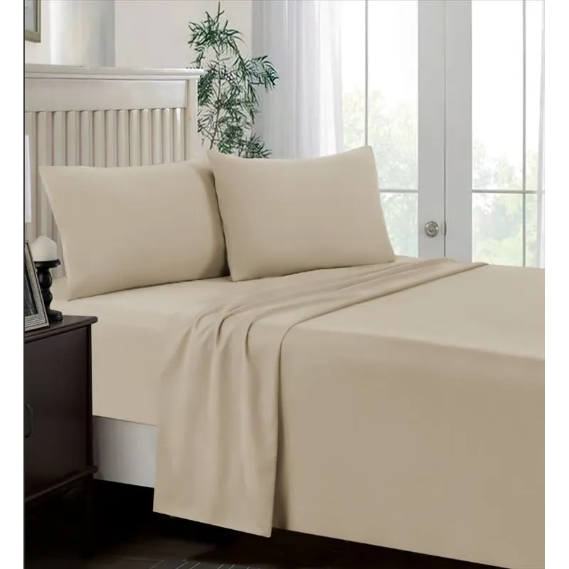 CASATEX - Juego de Sábanas 2 plazas 100% Algodón Beige