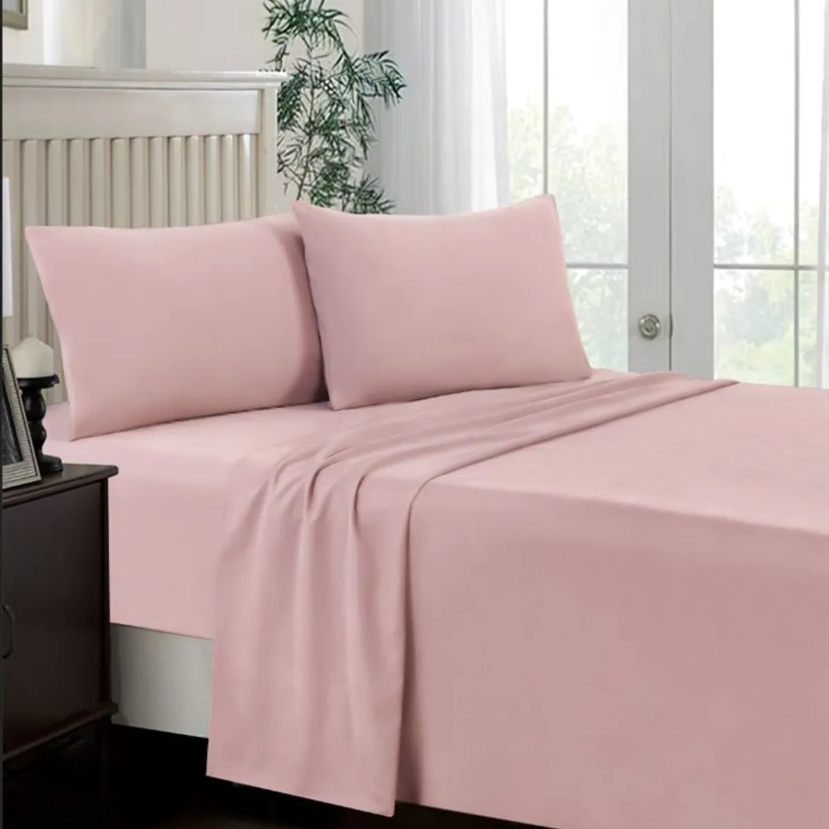 CASATEX - Juego de Sábanas 2 plazas 100% Algodón Rosado