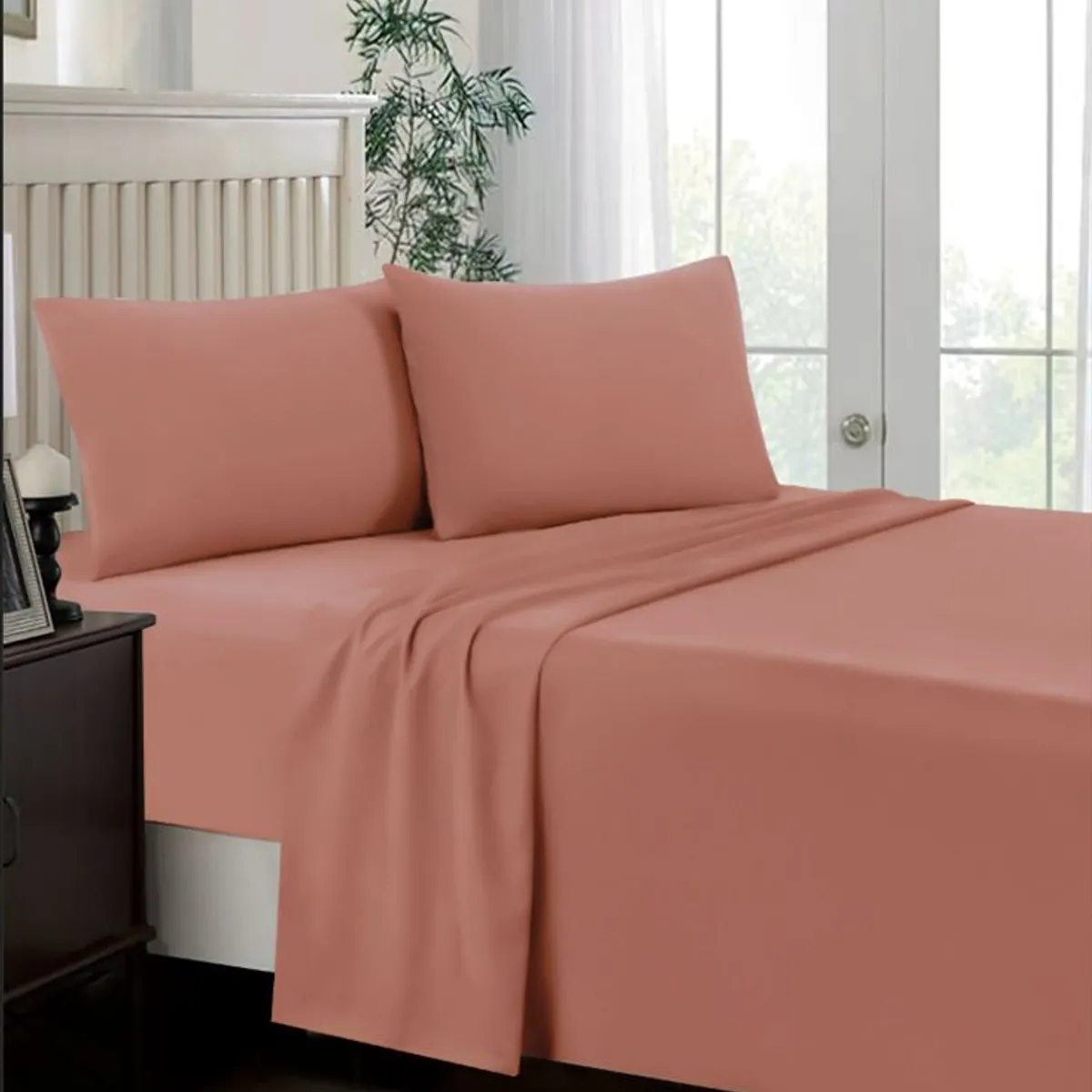 CASATEX - Juego de Sábanas 2 plazas 100% Algodón Ocre