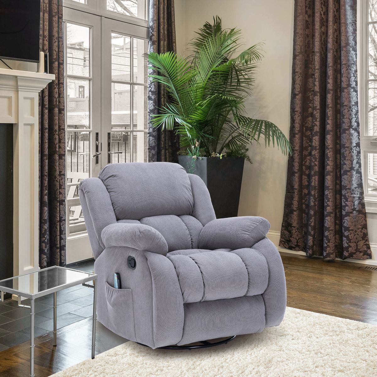 ELEMENT DESIGN - Berger Reclinable con Masajes Y Calefacción Tela Gris