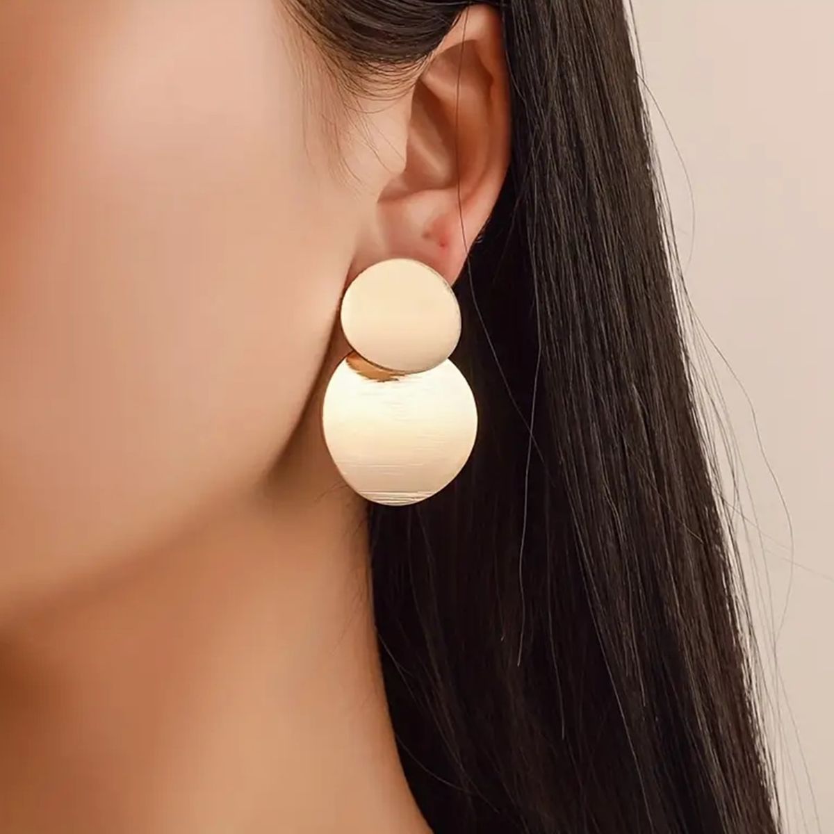 GENERICO - Aretes Colgantes Forma Circular con Baño de Oro para Mujer