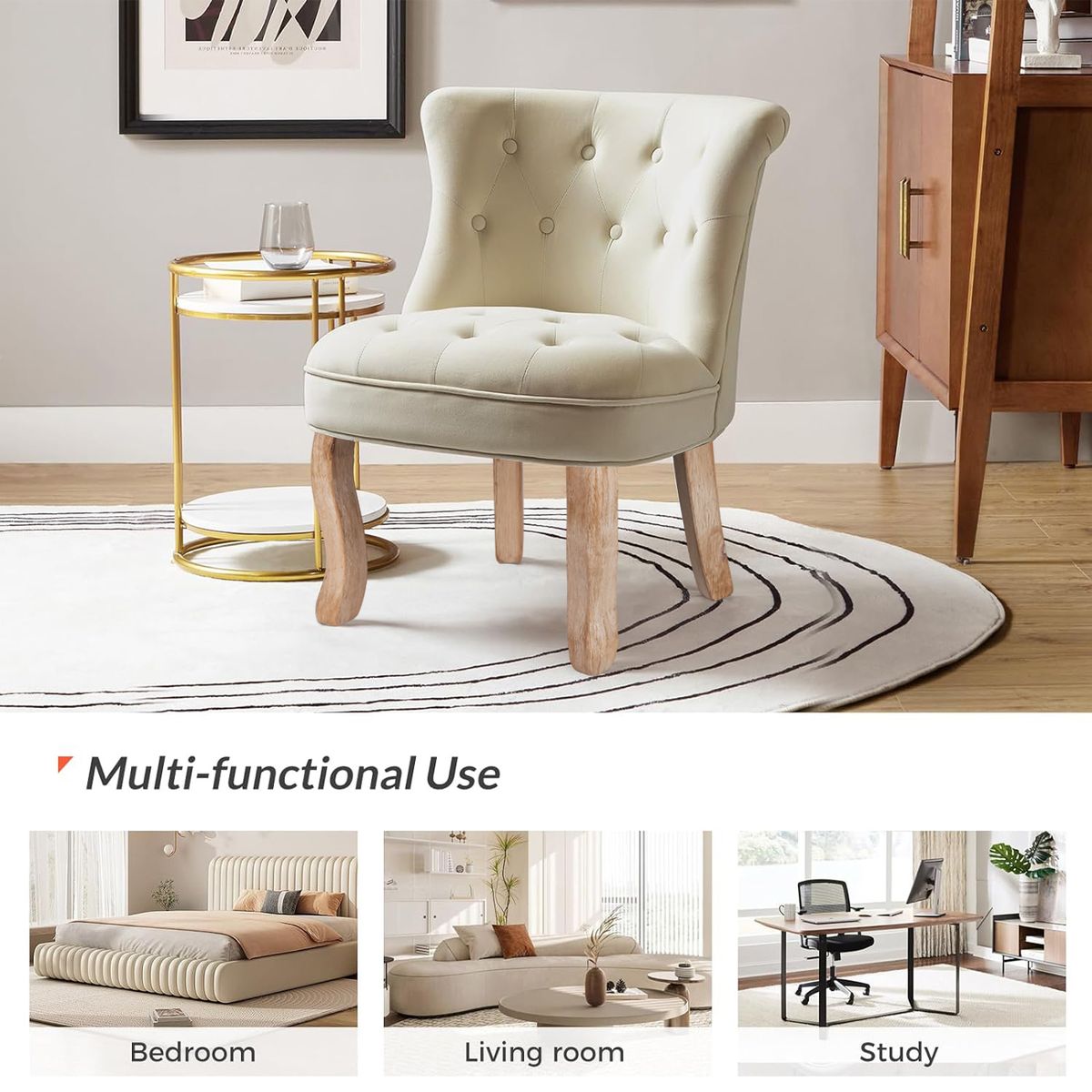 ELEMENT DESIGN - Butaca 62x70x69CM Beige Duradero Confort y Soporte Elegancia