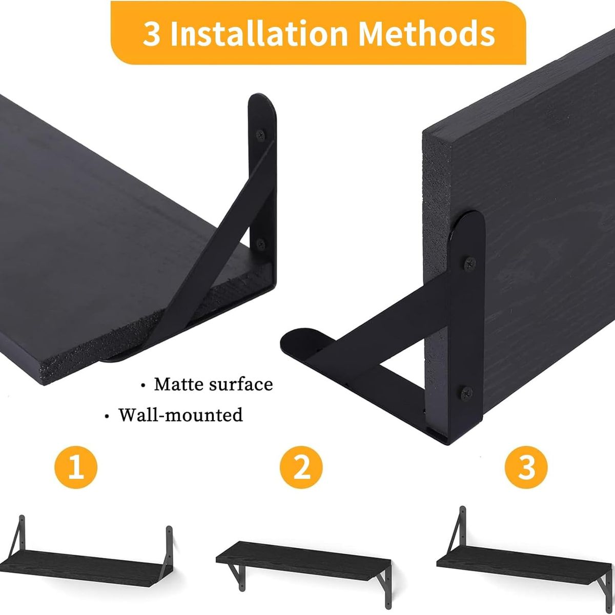 ELEMENT DESIGN - Repisas Flotantes De Madera Pino Modernas Kit X3 Negro