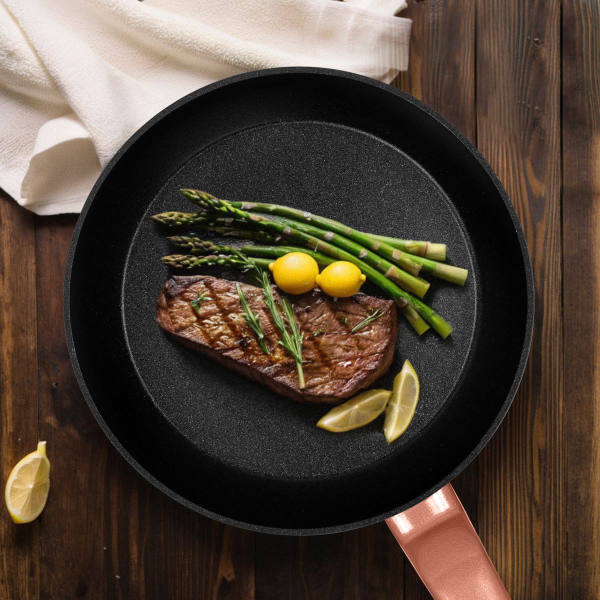 CHEFCHOICE - Set Sartenes Aluminio Antiadherentes 3 Piezas 20/24/26cm Oro Rosa