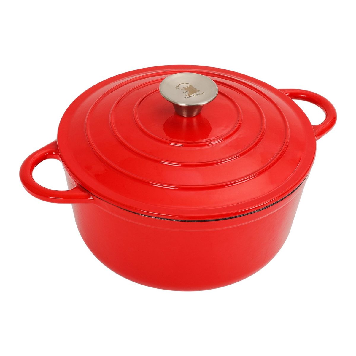 CHEFCHOICE - Olla De Hierro Fundido 5l Esmaltado Rojo -Blanco