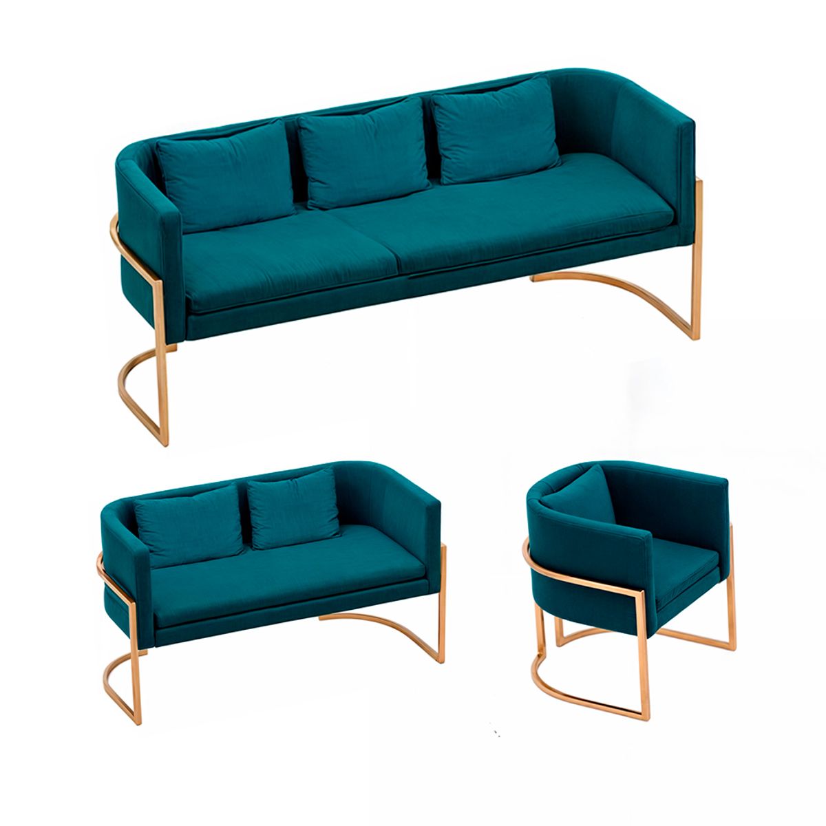 BARAKA HOME - Juego de sala 3 2 1 Luxury Ohrid - Cobalto