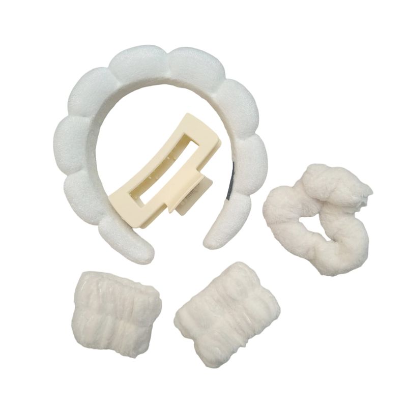 GENERICO - Set de Vincha Diadema  para Skincare  Maquillaje  Color Blanco