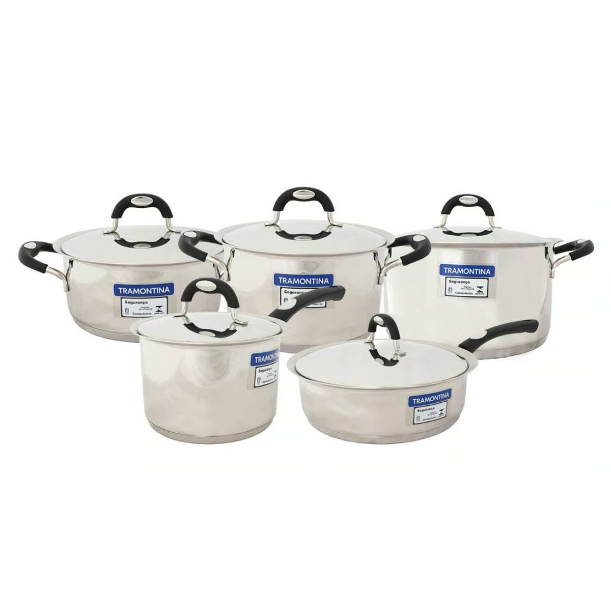 TRAMONTINA - Juego de Ollas 10 Piezas Acero Inoxidable Duo Silicone : 65480/036