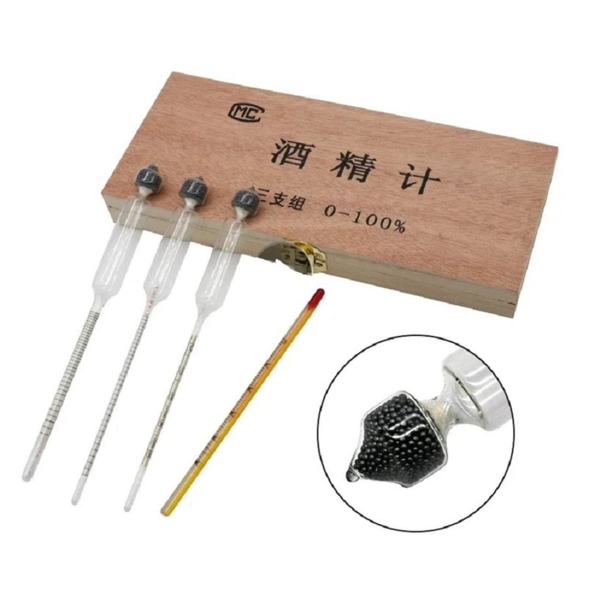 GENERICO - Alcoholímetro 4pz 0-100% Med Alcohol Hidrómetro Densímetro