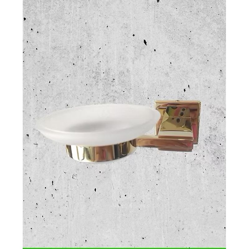 GENERICO - Jabonera de Cristal con Soporte de Acero Inoxidable