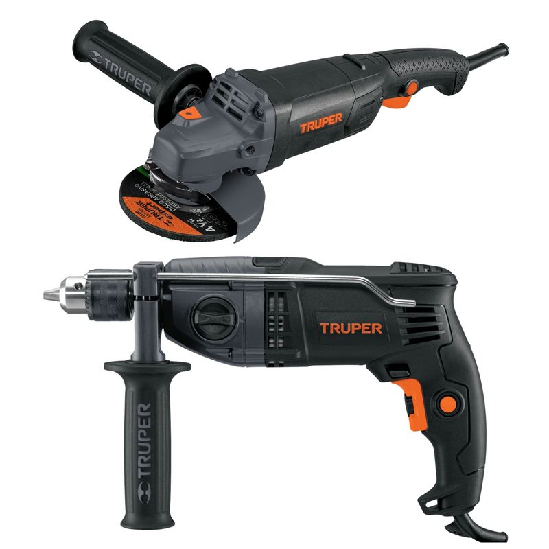 TRUPER - combo amoladora industrial 1250W 4-1/2", Rotomartillo industrial 900 W