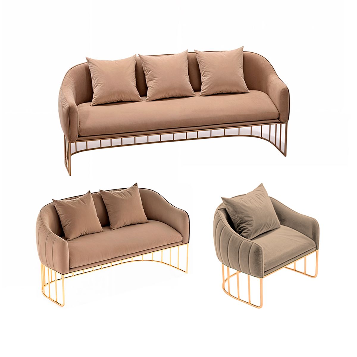 BARAKA HOME - Juego de sala 3 2 1 Luxury Sveti - Beige claro