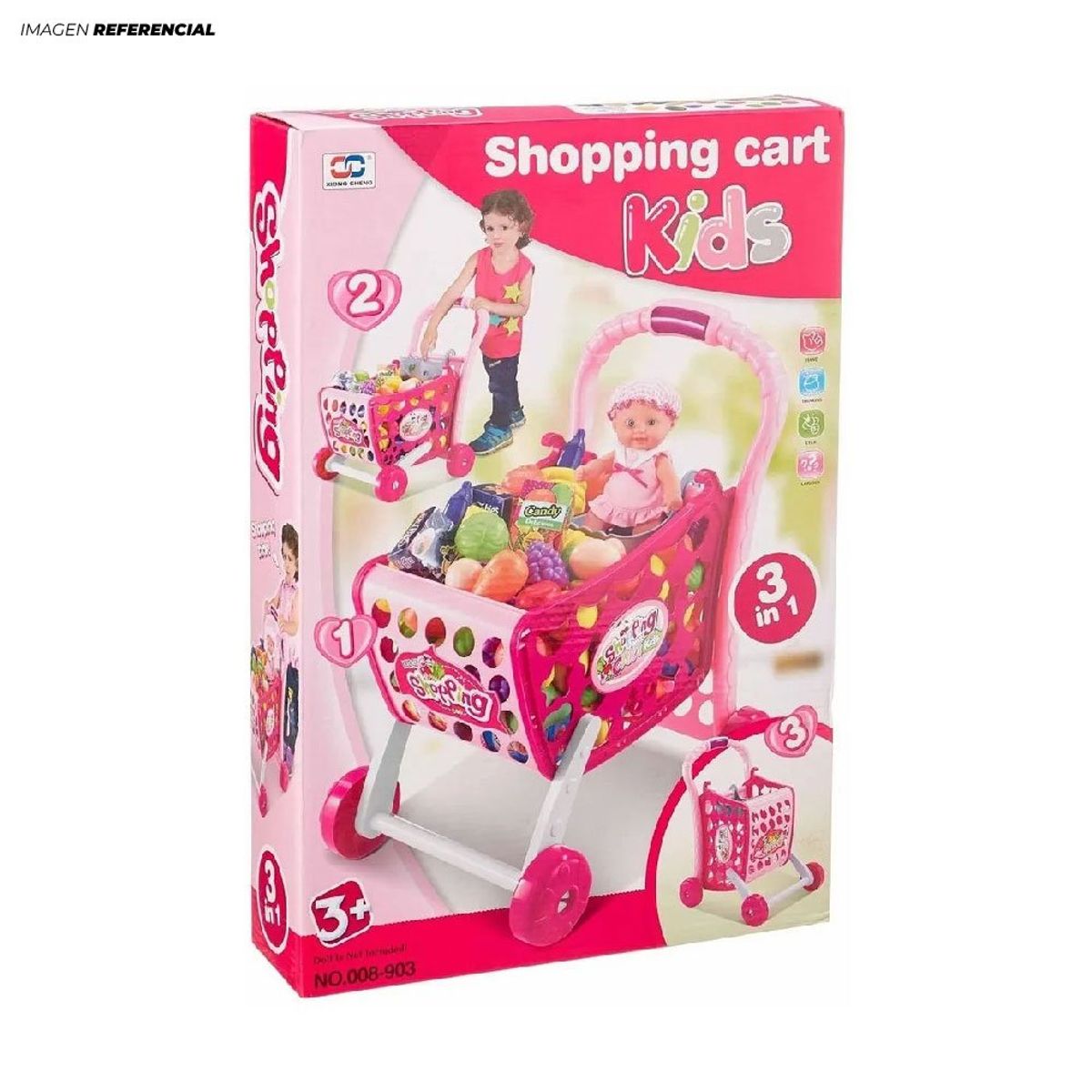 GENERICO - Juguete Carrito de Compras  3 en 1 para Niñas