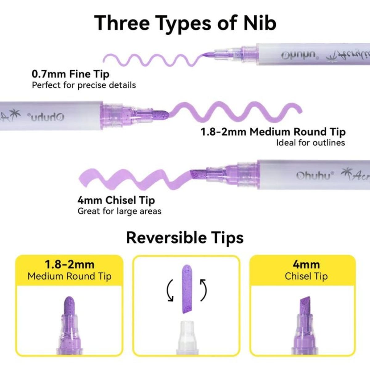 GENERICO - Ohuhu Acrylic Paint Markers: Set de 48 marcadores acrílicos