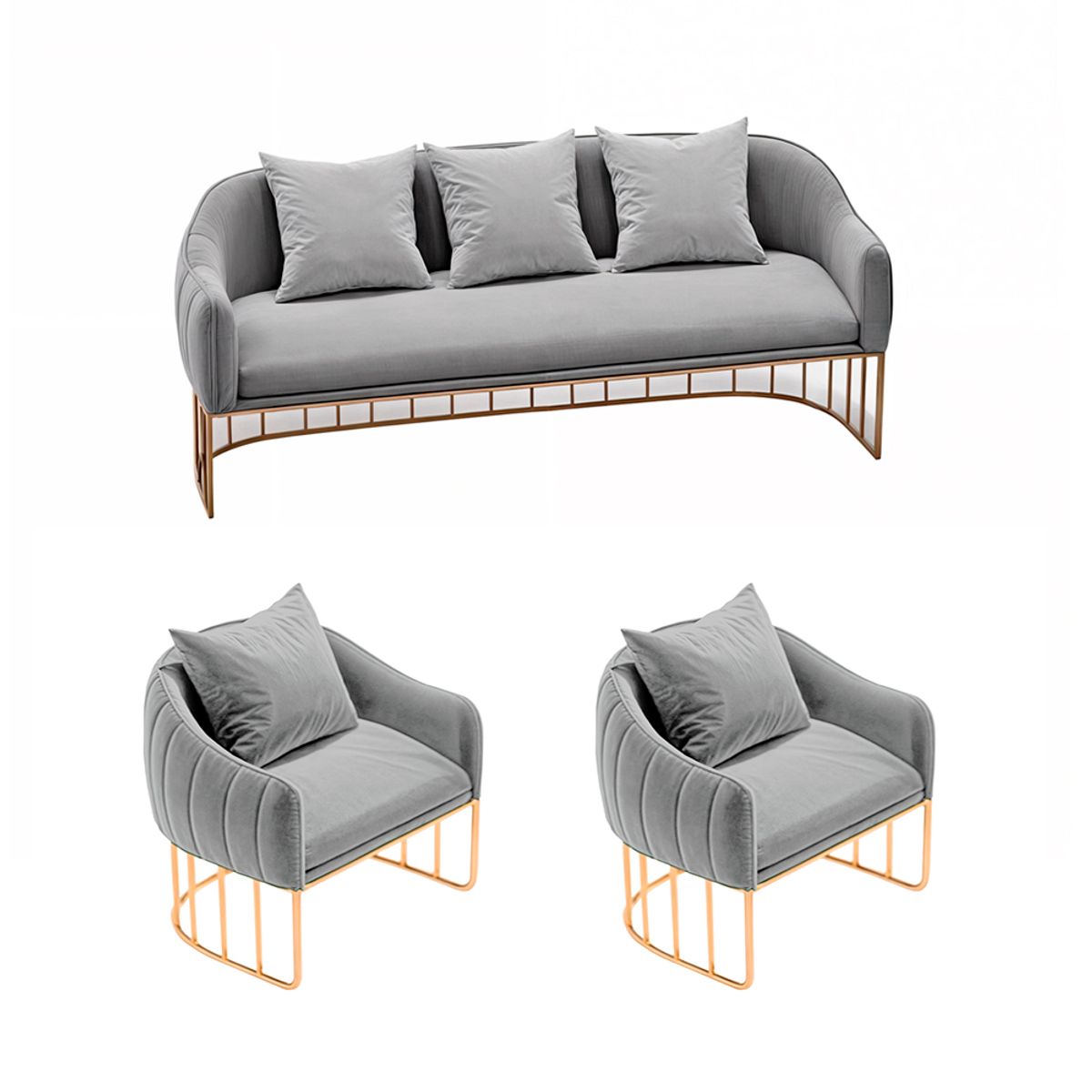 BARAKA HOME - Juego de sala 3 1 1 Luxury Sveti - Gris claro