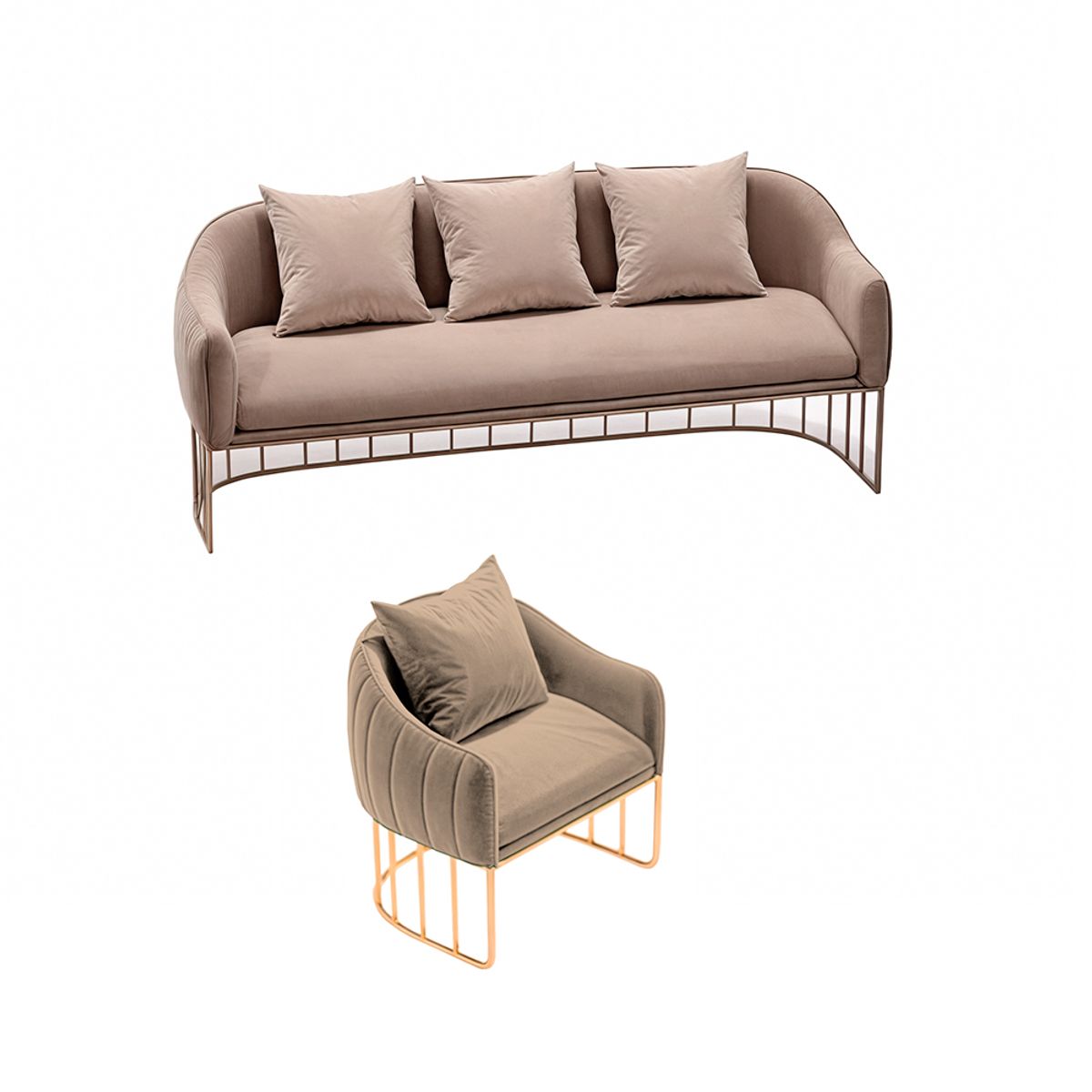 BARAKA HOME - Juego de sala 3 1 Luxury Sveti - Beige claro