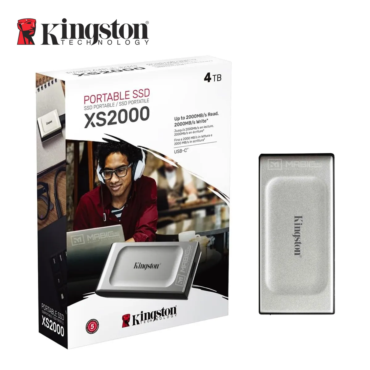 KINGSTON - Disco Sólido Externo Kingston XS2000 4TB - Plata - Portátil