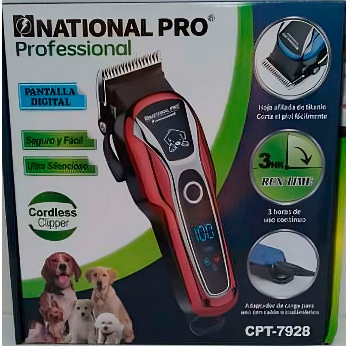 NATIONAL - Maquina National Corte Pelo Mascota Inalambrico Pantalla