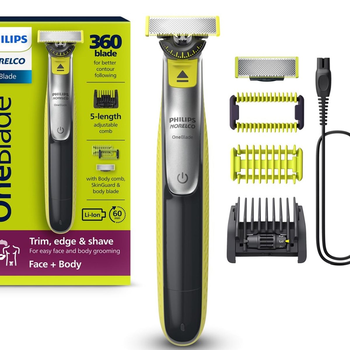 PHILIPS - Rasuradora Afeitadora Philips Norelco OneBlade 360° QP2834 - 7 Piezas