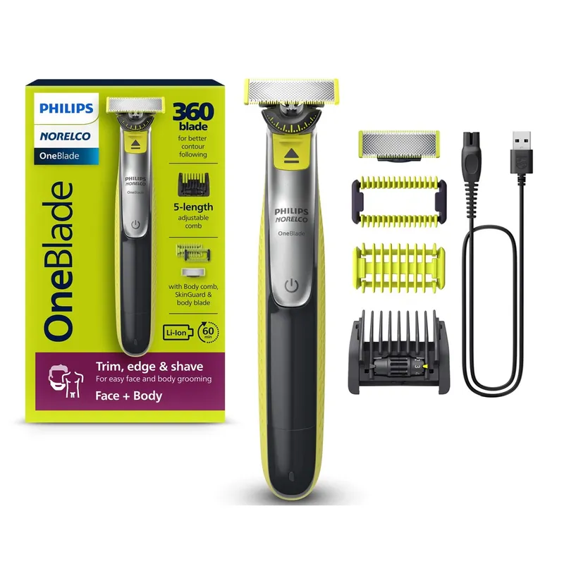PHILIPS - Rasuradora Afeitadora Philips Norelco OneBlade 360° QP2834 - 7 Piezas
