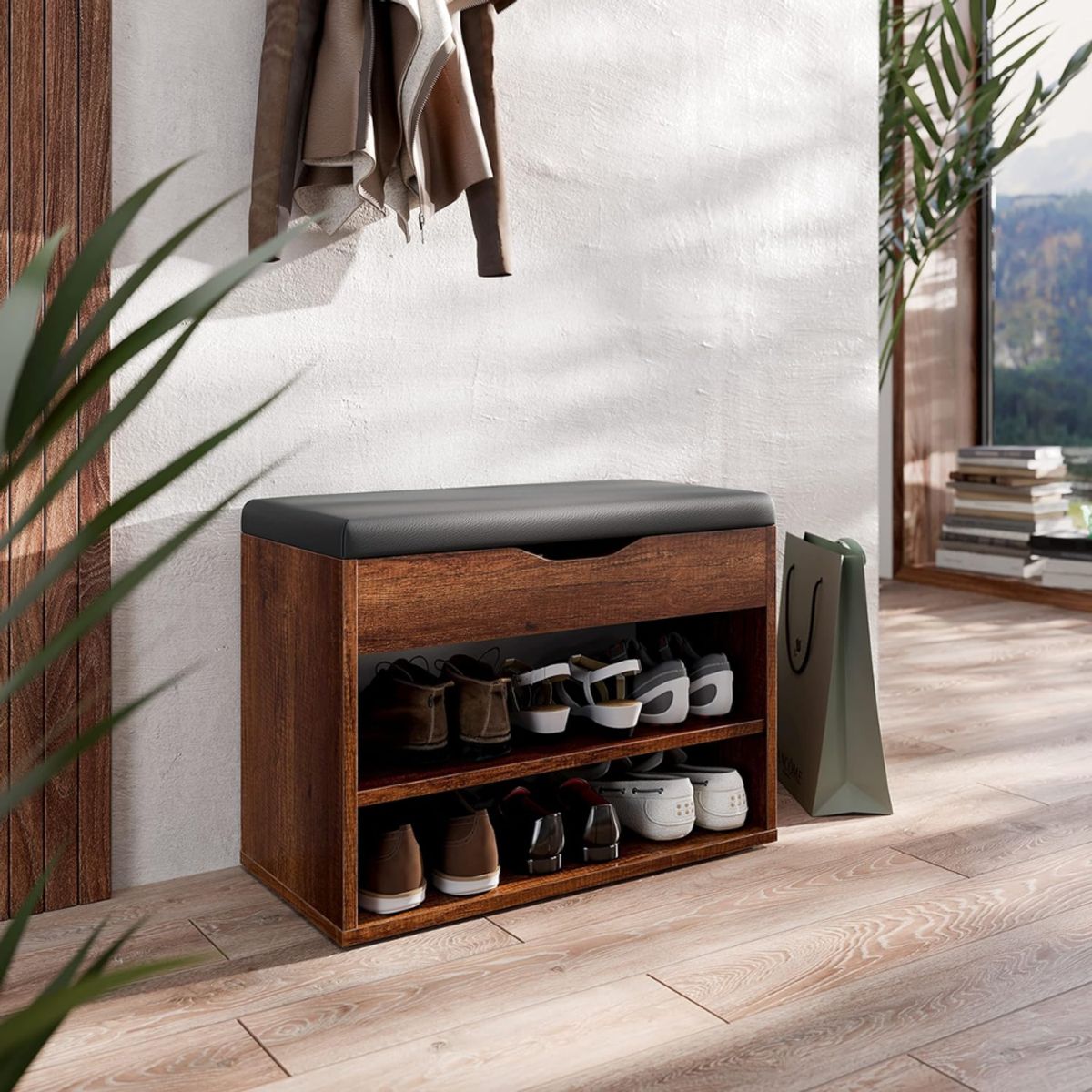 GENERICO - Zapatera Con Baúl Armado Melissa Caramelo Muebles Gaudi