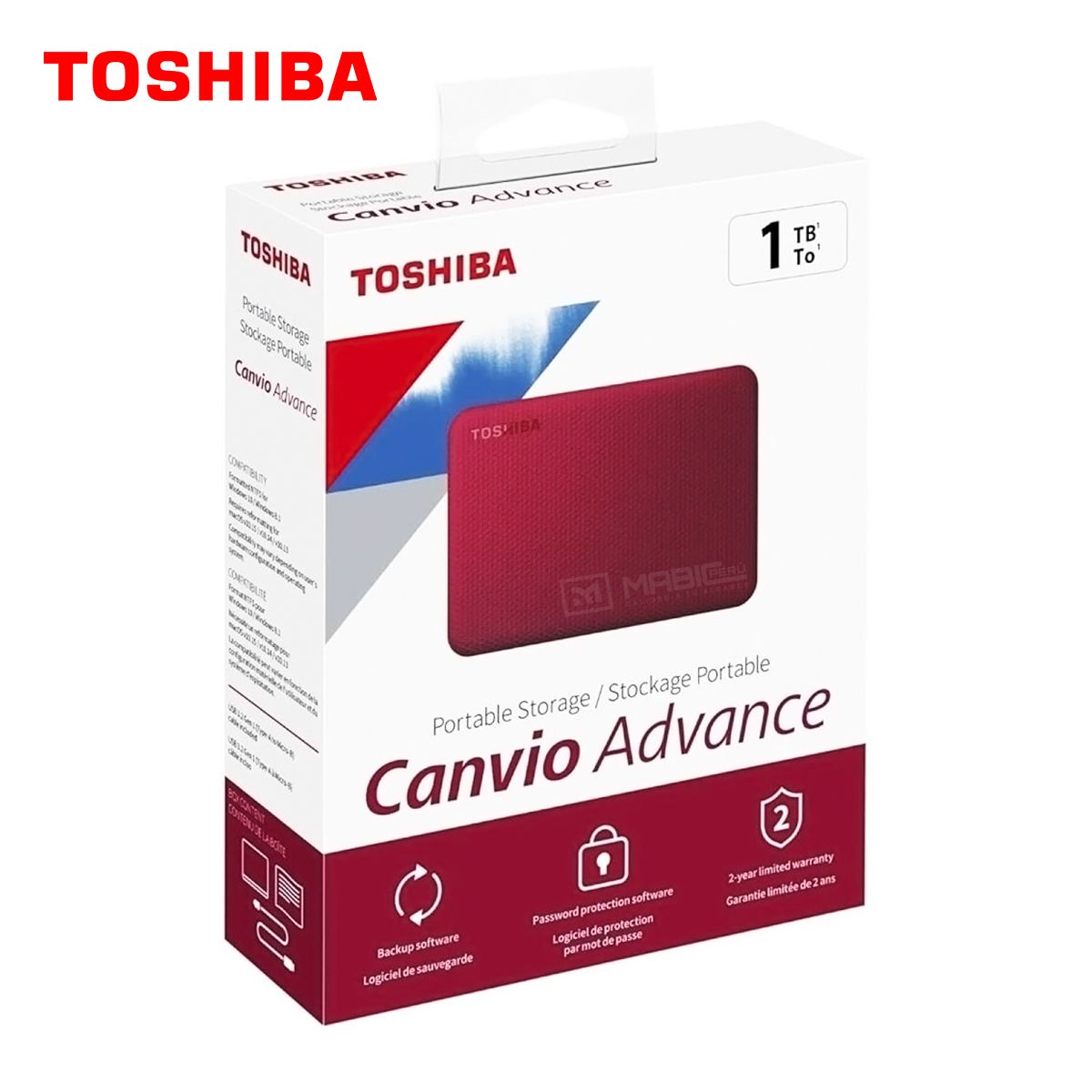 TOSHIBA - Disco Duro Externo Toshiba Canvio Advance 1TB - Rojo - Portátil