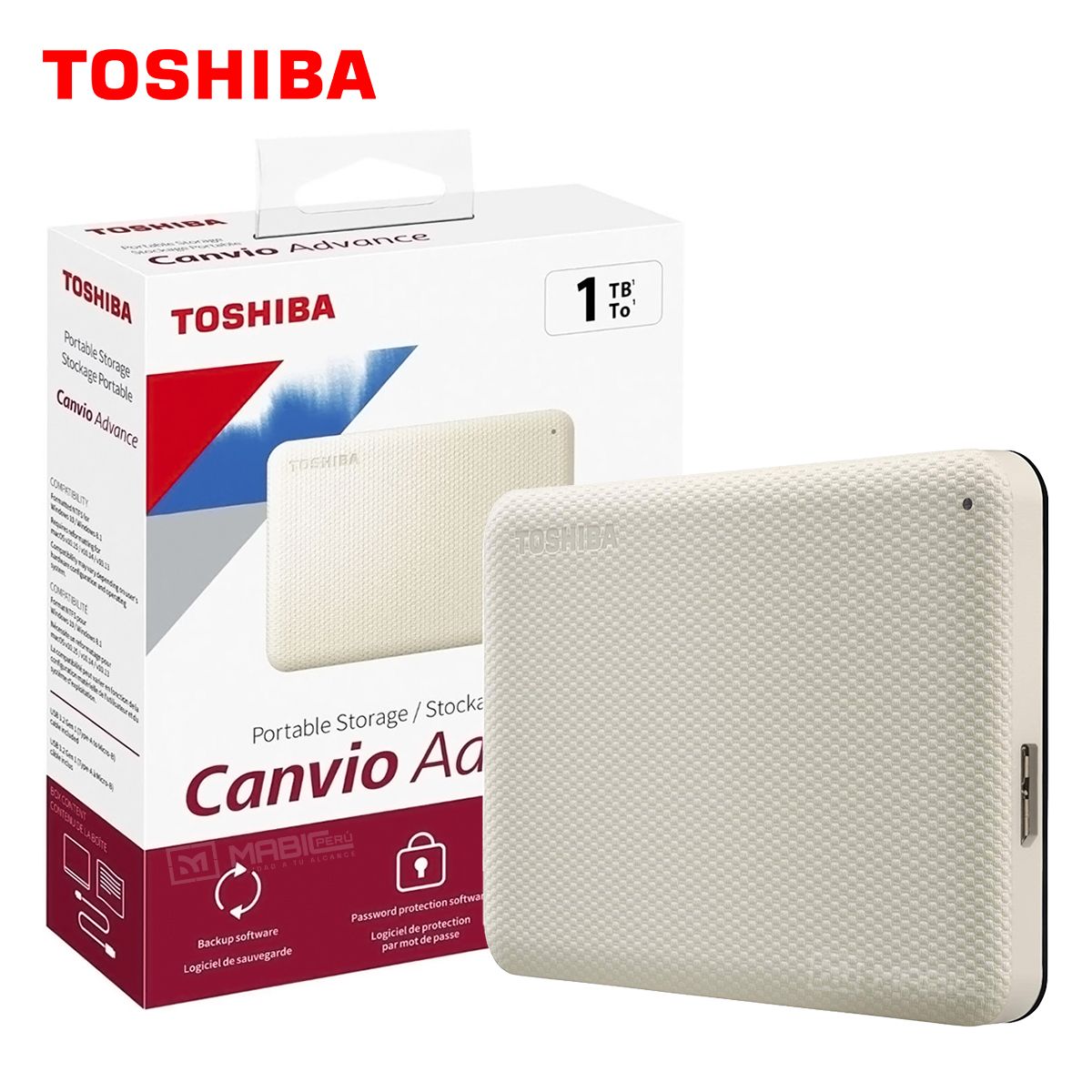 Toshiba - Disco Duro Externo Toshiba Canvio Advance 1TB - Blanco - Portátil