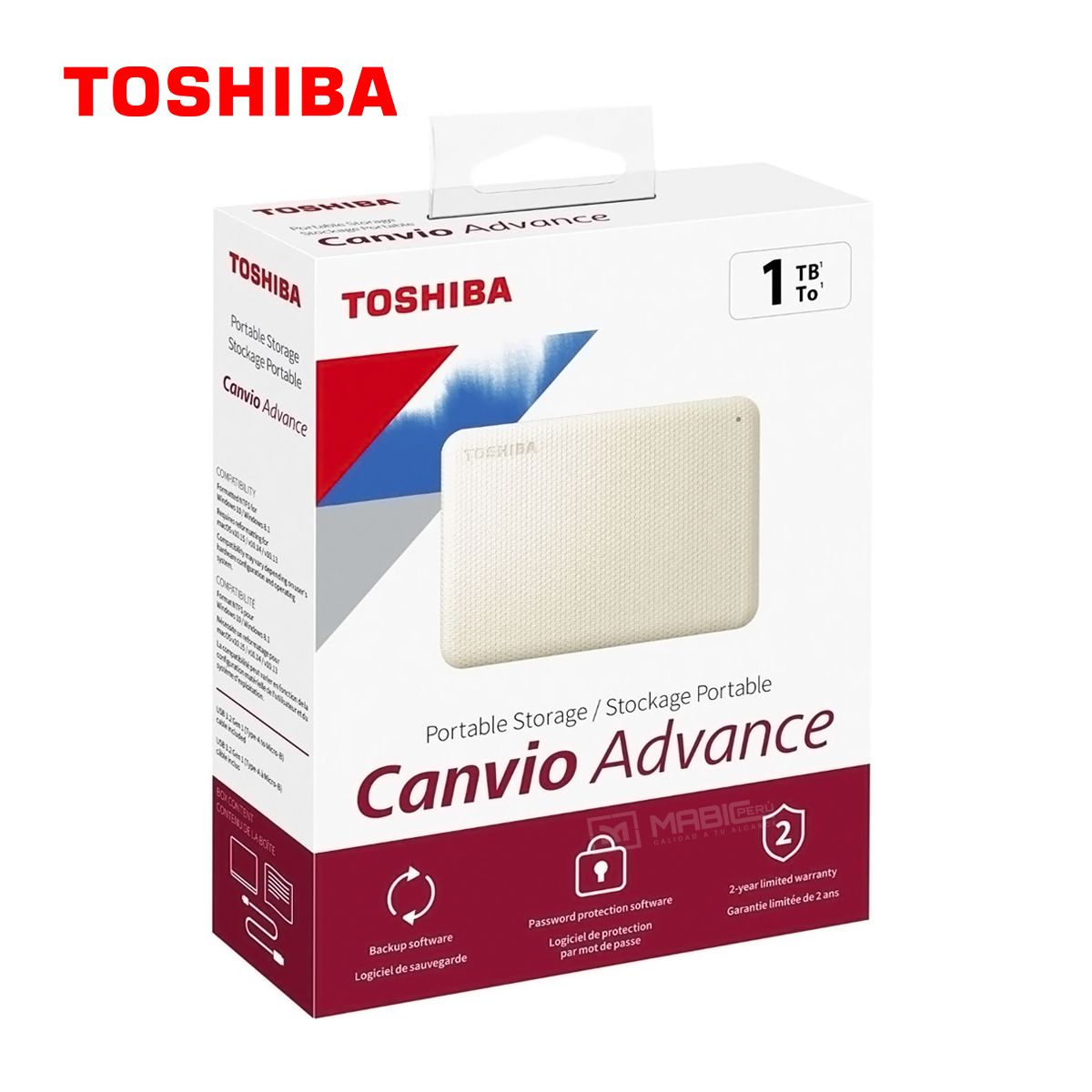 Toshiba - Disco Duro Externo Toshiba Canvio Advance 1TB - Blanco - Portátil