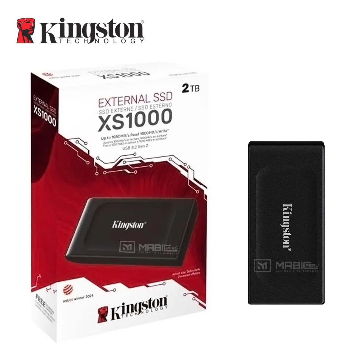 KINGSTON - Disco Sólido Externo Kingston XS1000 2TB - Negro - Portátil