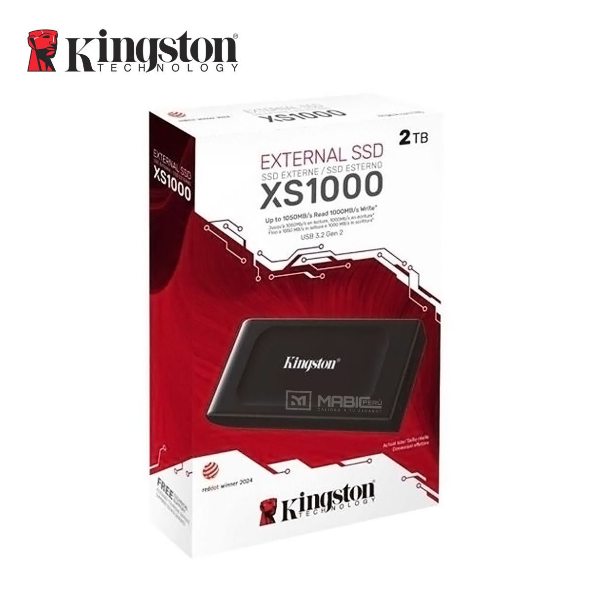 KINGSTON - Disco Sólido Externo Kingston XS1000 2TB - Negro - Portátil