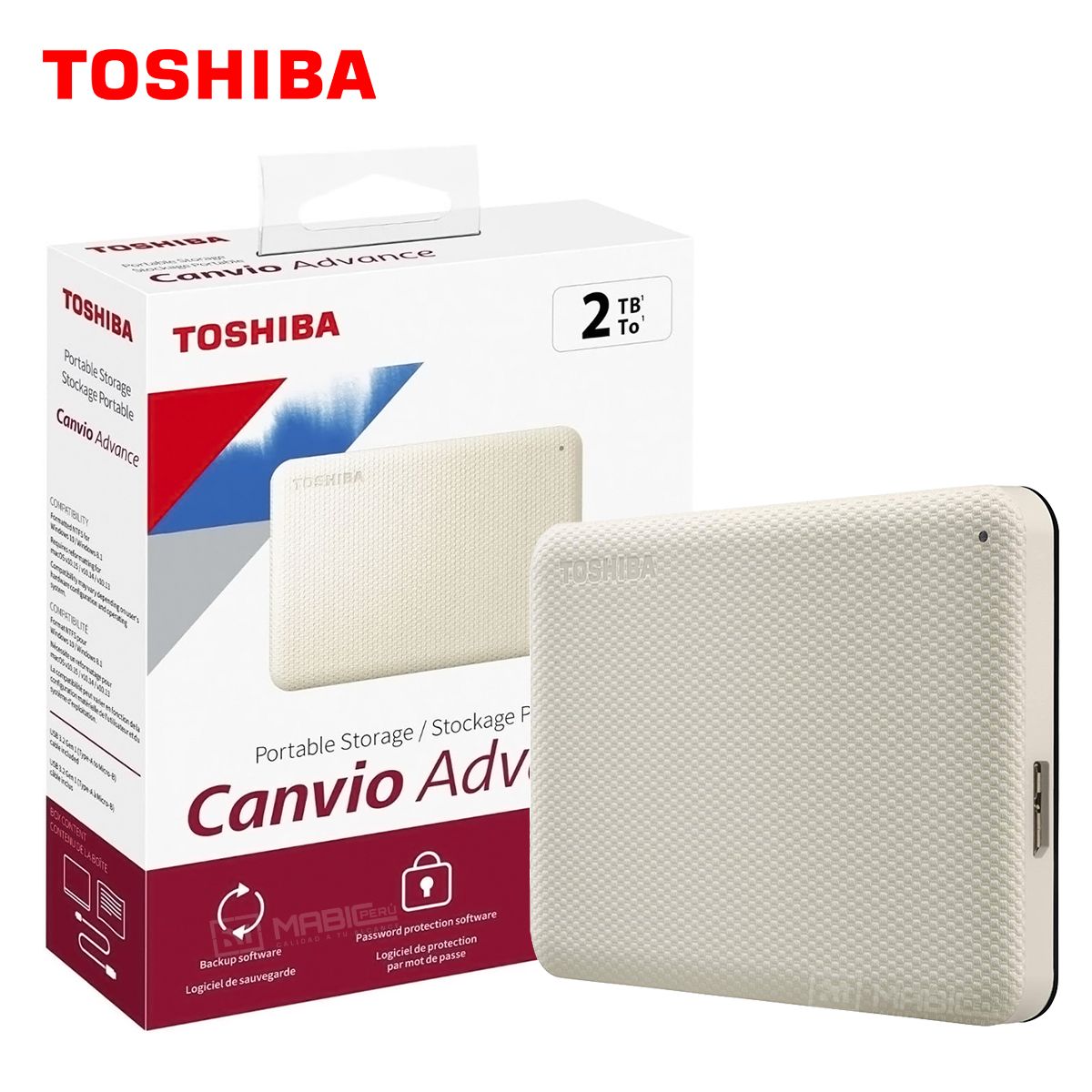 TOSHIBA - Disco Duro Externo Toshiba Canvio Advance 2TB - Blanco - Portátil