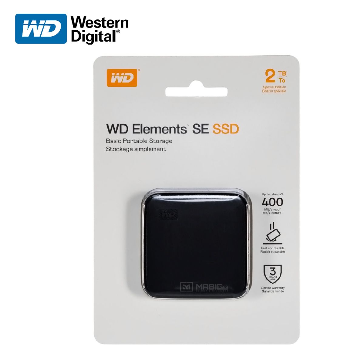 WESTERN DIGITAL - Disco Sólido Externo Western Digital Elements SE 2TB - Negro - Portátil