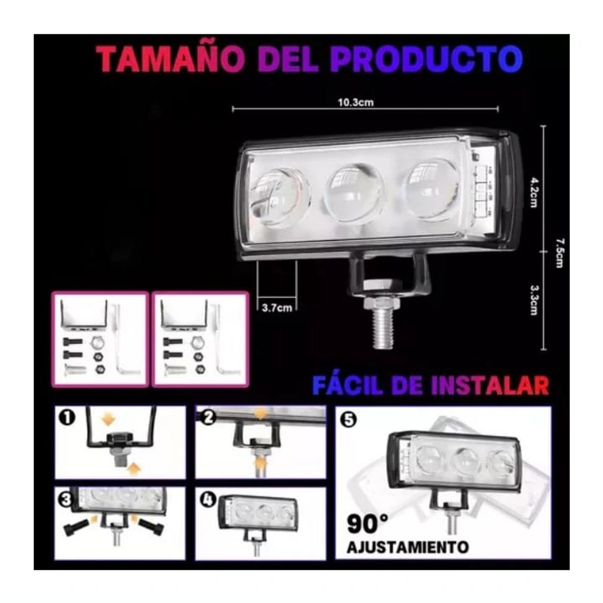 GENERICO - FARO EXPLORADOR DUAL 6 LED 30W FIJO + FLASH / LUZ POLICIAL