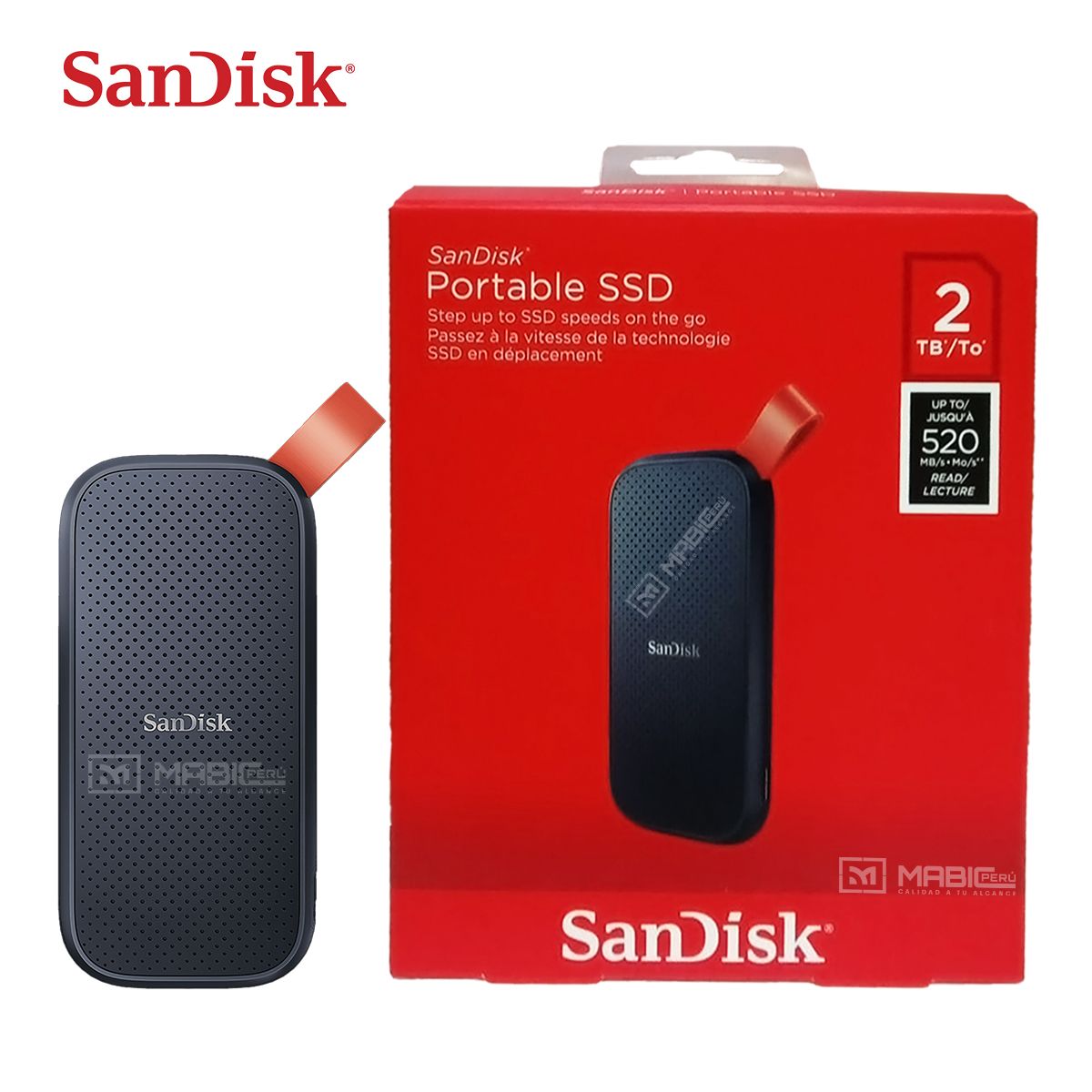 SANDISK - Disco Sólido Externo Sandisk SSD 2TB - Negro - Portátil