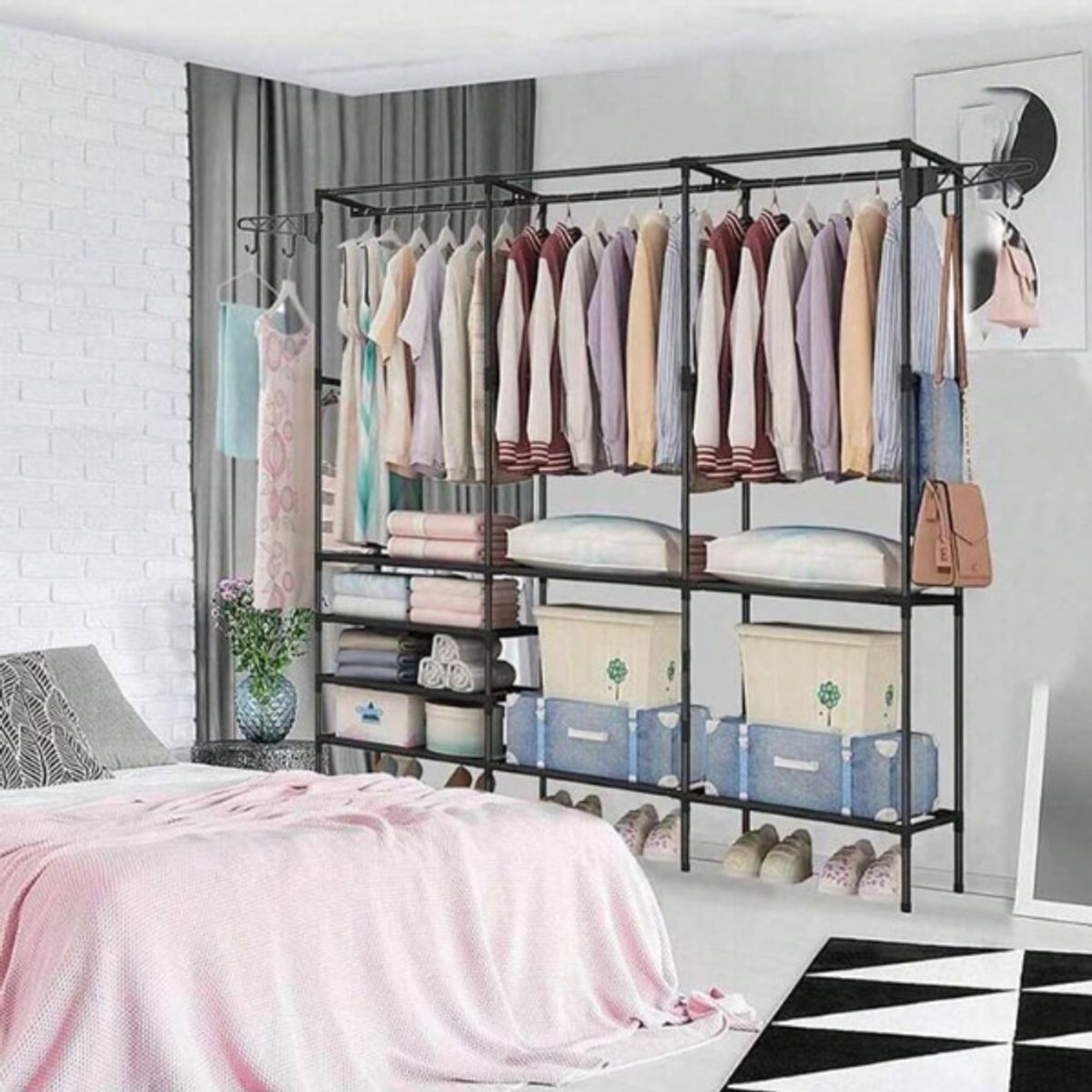 GENERICO - ROPERO PERCHERO ORGANIZADOR ARMABLE DE 3 PIEZAS