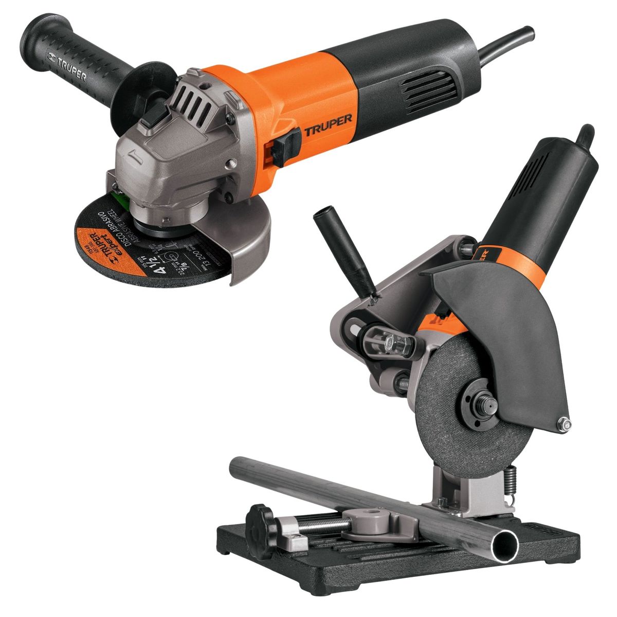 TRUPER - combo Amoladora 800W 4-12 PRO Soporte tipo tronzadora para amoladora