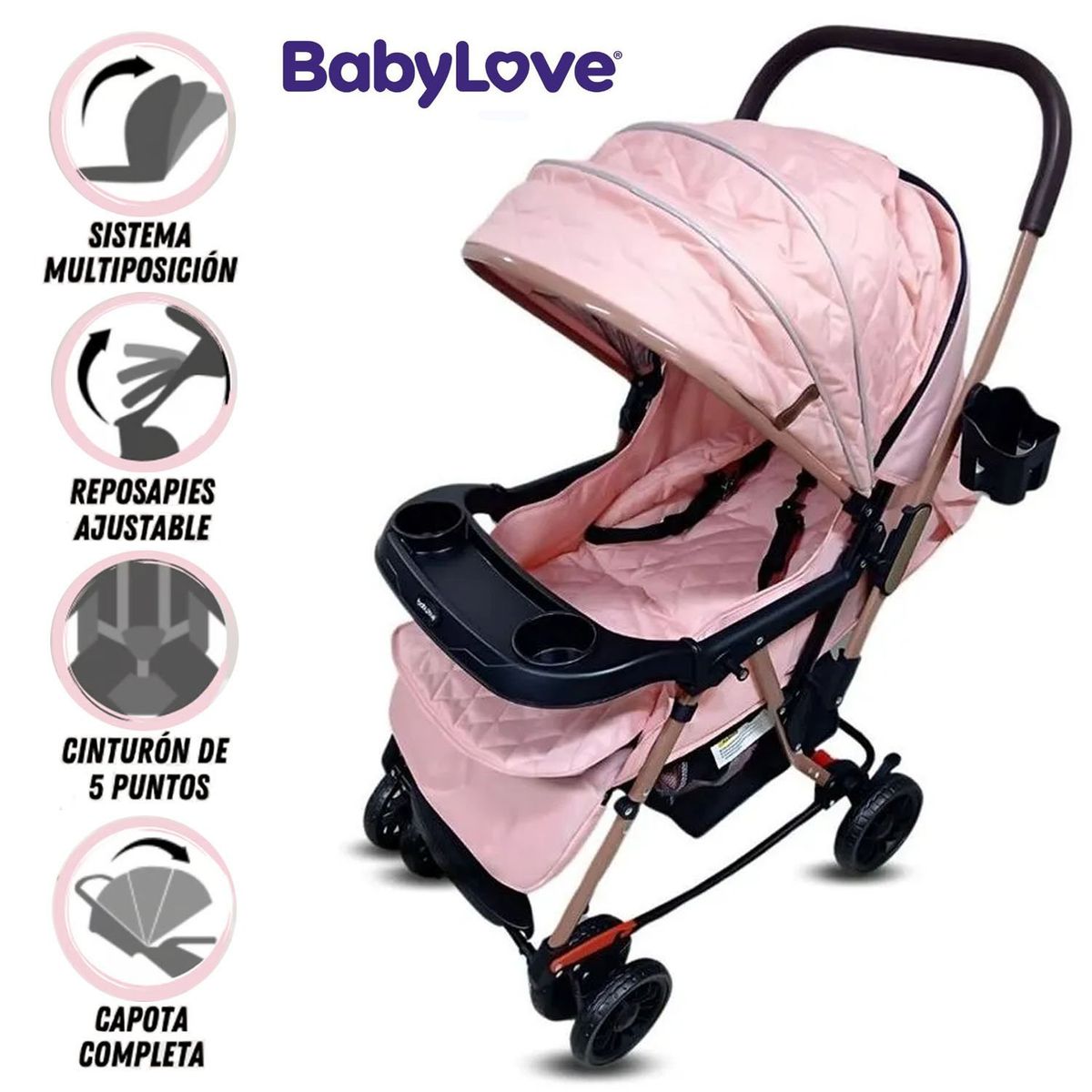 EBABY - Coche Mecedora de Lujo «SEULGI» Pink