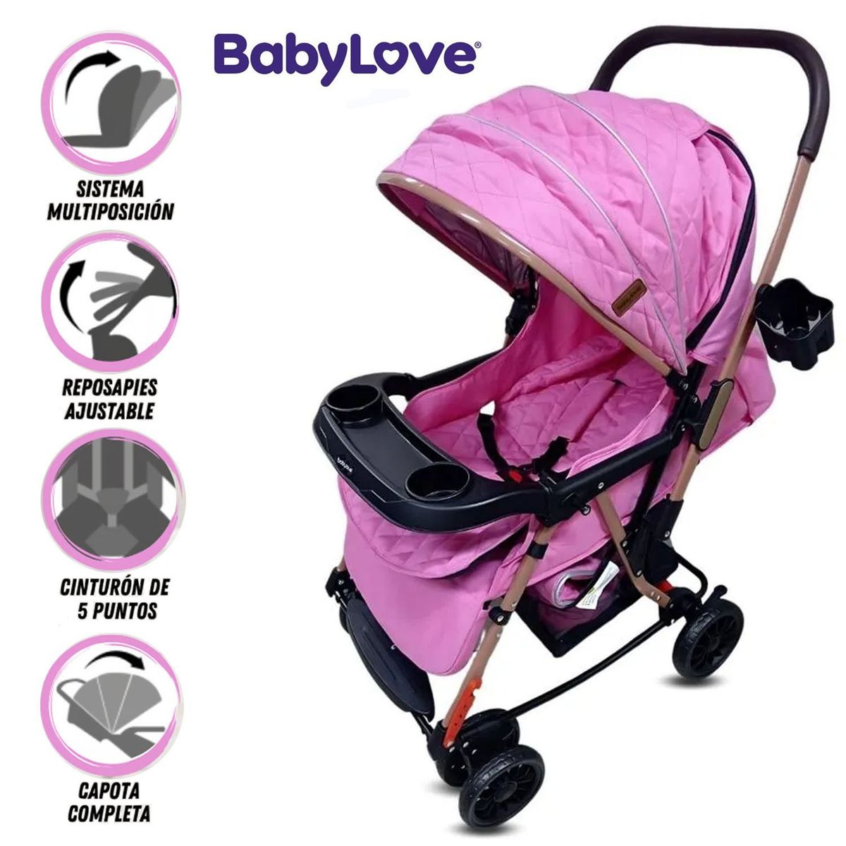 EBABY - Coche Mecedora de Lujo «SEULGI» Dark Pink