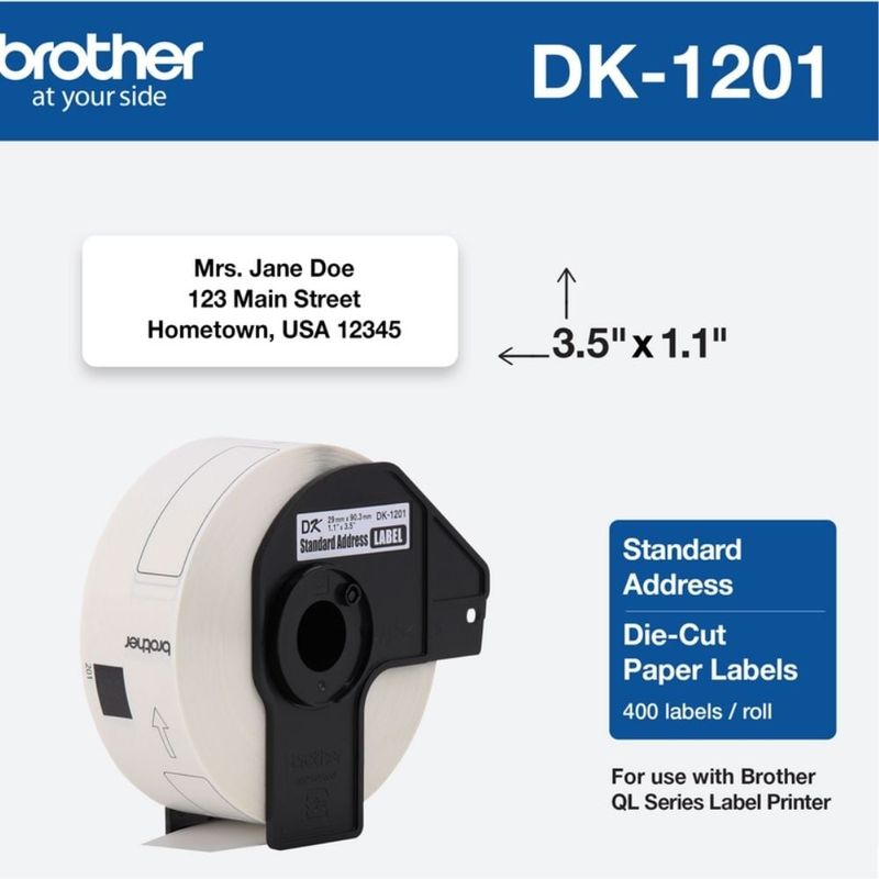 BROTHER - Cinta Brother DK-1201 Etiquetas Autoadhesivas de papel pre-cortadas