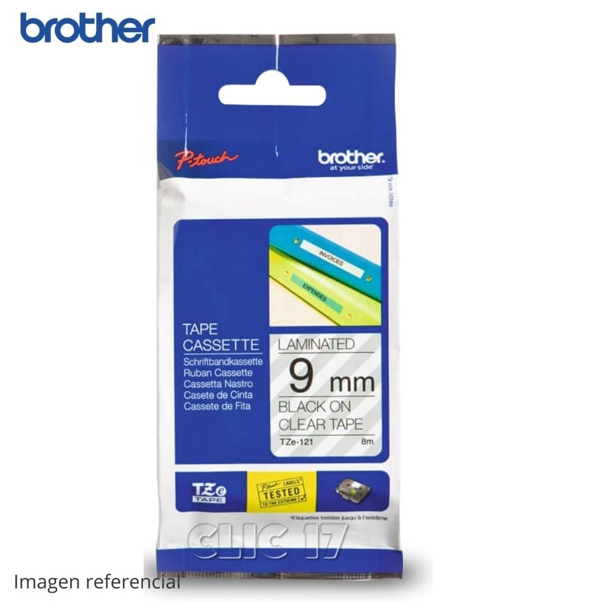BROTHER - Cinta Brother TZE-121 Negro sobre Transparente